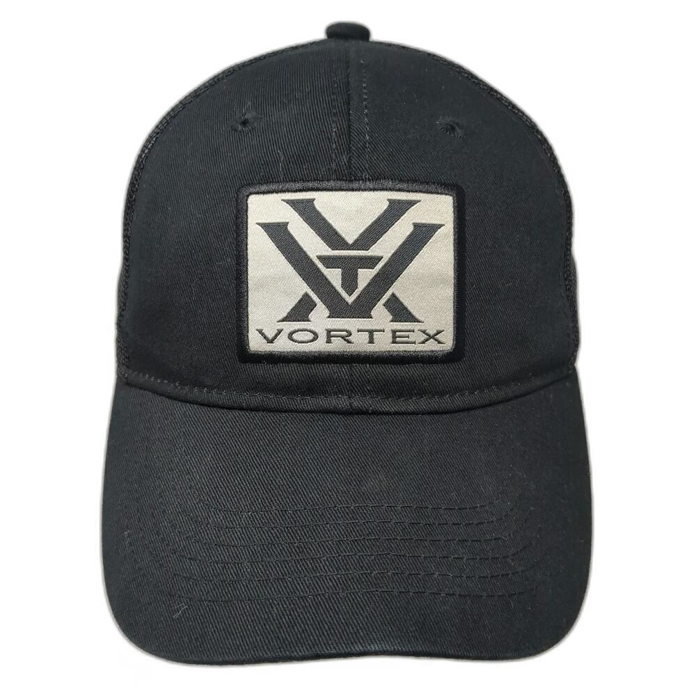 Vortex Trucker Hat Black One Size Mesh Back Snapback Logo Patch Optic Logo